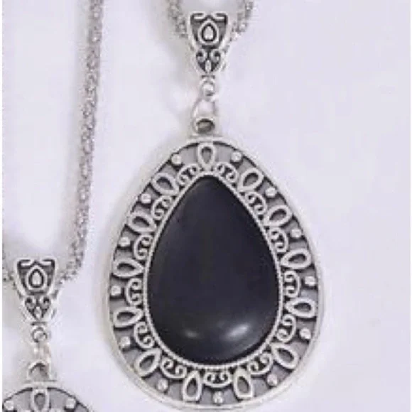 Antique vintage style teardrop semi precious stone necklace - Picture 4 of 6